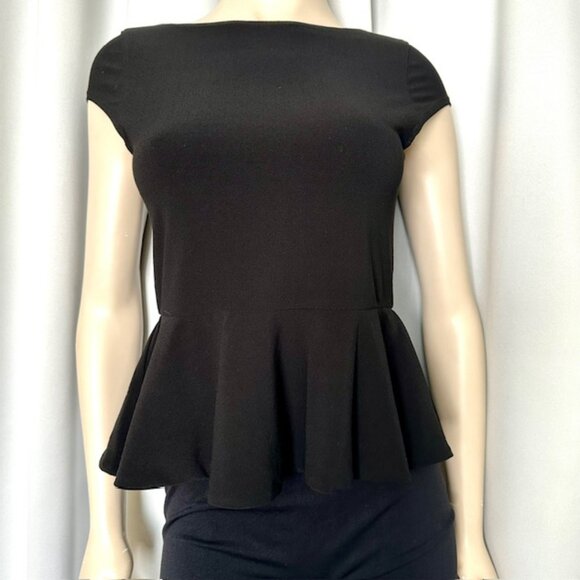 Alice + Olivia Employed Poppy Crew Neck Cap Sleeve Peplum Tom Size Small - Picture 1 of 7